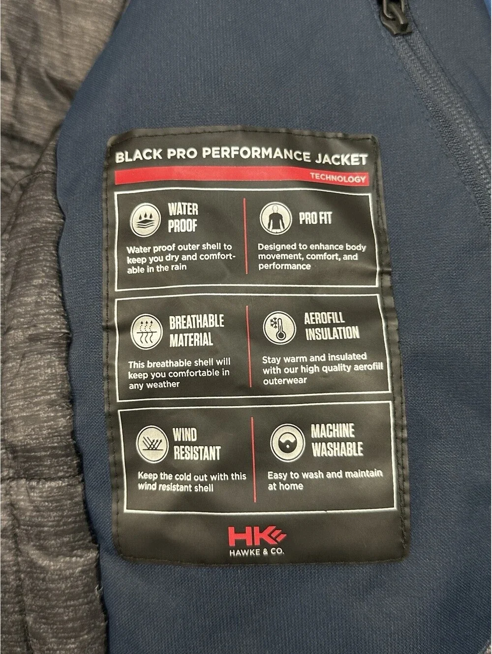 Hawke & Co Men’s Small Waterproof Insulated Hooded Jacket Blue Winter Coat